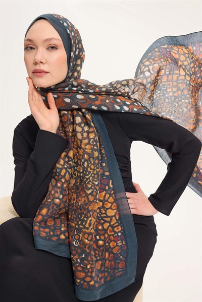 Tencel Monare Şal Zümrüt Taş Desen 75x195