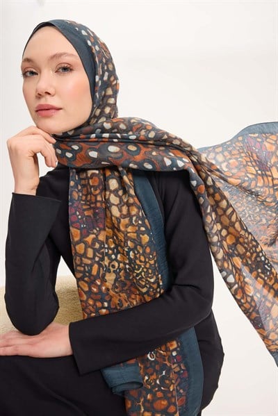 Tencel Monare Şal Zümrüt Taş Desen 75x195