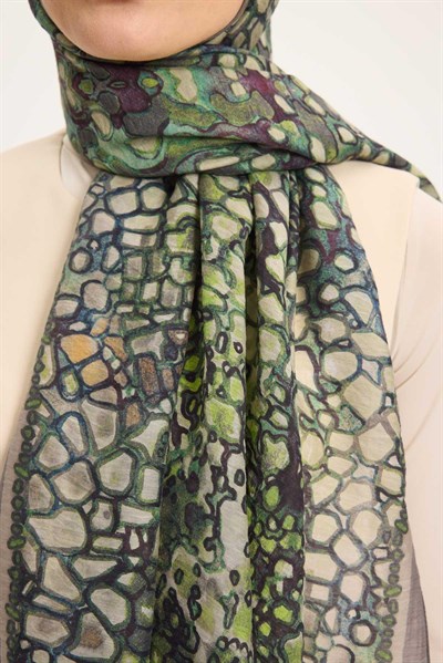 Tencel Monare Gri Taş Desen 75x195