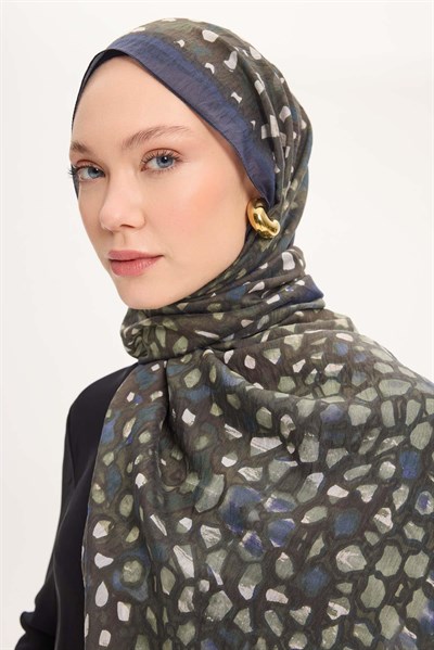 Tencel Monare Lacivert Taş Desen 75x195