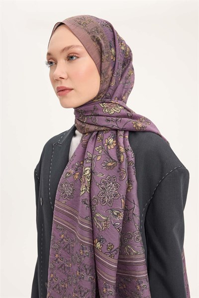 Tencel Monare Şal Mocha Çiçek Desen 75x195