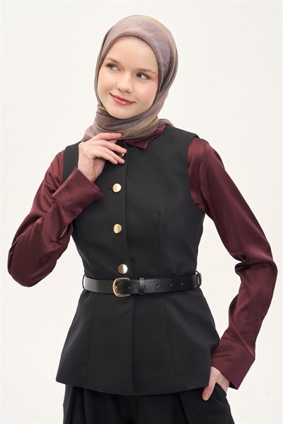 Olinda İpek Karışımlı Eşarp Soyut Desen Sütlü Kahve 90x90