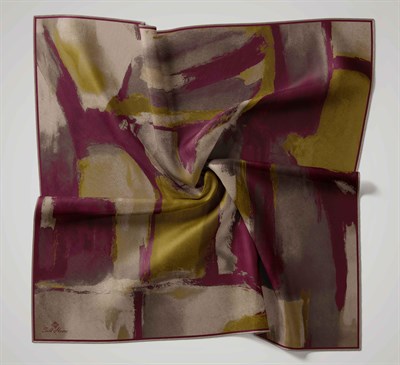 Olinda İpek Karışımlı Eşarp Soyut Desen Vişne Çürüğü 90x90