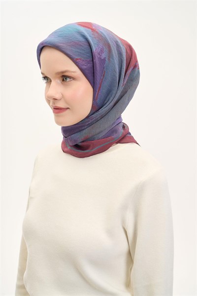 Olinda İpek Karışımlı Eşarp Soyut Desen Petrol 90x90