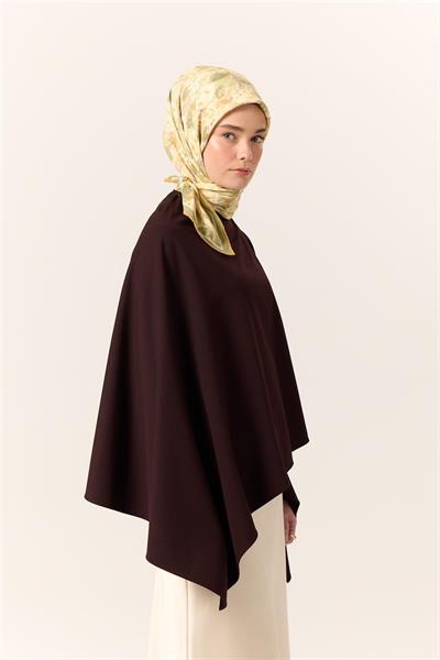 Organik Pamuk İpek Eşarp Hardal Pastel Mor Çiçek Desenli Tok Duruşlu 90x90