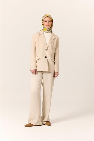 Organik Pamuk İpek Eşarp Bej Sarı Turuncu Çiçek Desenli Tok Duruşlu 90x90