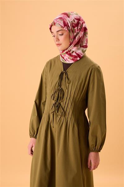 Organik Pamuk İpek Eşarp Su Yeşili-Pembe-Çilek Kırmızısı Desenli Kaymaz Tok Duruşlu 90x90