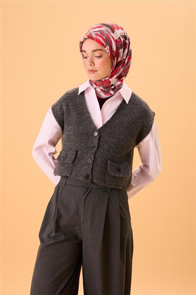 Organik Pamuk İpek Eşarp Narçiçeği-Bordo Desenli Kaymaz Dokulu Akışkan Duruşlu 90x90