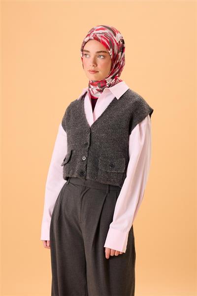 Organik Pamuk İpek Eşarp Narçiçeği-Bordo Desenli Kaymaz Dokulu Akışkan Duruşlu 90x90