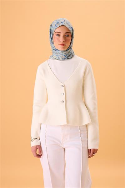 İnce Pamuk Soft Eşarp Su Yeşili-Gök Mavi Desenli Kaymaz Dokulu Tok Duruşlu 90x90