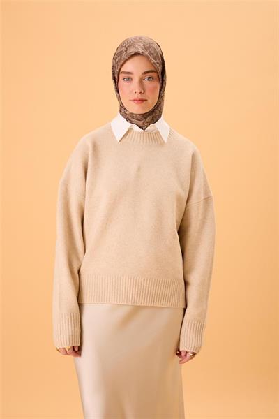 İnce Pamuk Soft Eşarp Kahve Yeşili-Hardal Desenli Kaymaz Dokulu Tok Duruşlu 90x90