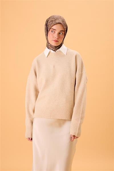 İnce Pamuk Soft Eşarp Kahve Yeşili-Hardal Desenli Kaymaz Dokulu Tok Duruşlu 90x90