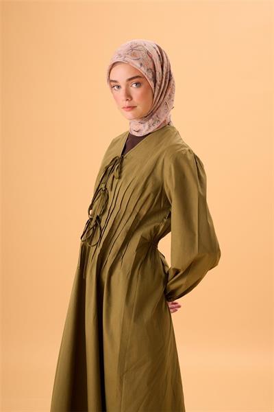 İnce Pamuk Soft Eşarp Pudra Pembe-Yeşil Desenli Kaymaz Dokulu Tok Duruşlu 90x90