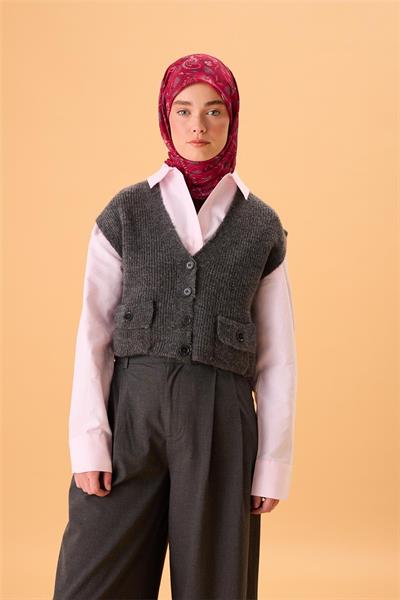 İnce Pamuk Soft Eşarp Fuşya-Çilek Kırmızısı Desenli Tok Duruşlu 90x90