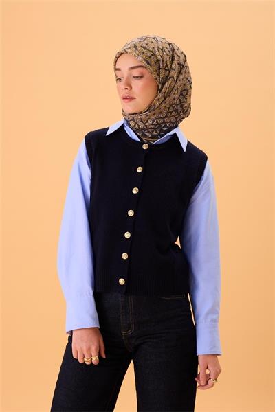 İnce Pamuk Soft Eşarp Antrasit-Bej Geometrik Desenli Tok Duruşlu 90x90