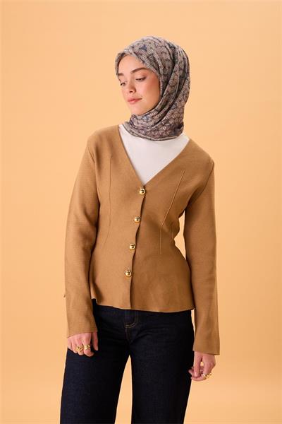 İnce Pamuk Soft Eşarp Vizon-Pembe Geometrik Desenli Tok Duruşlu 90x90