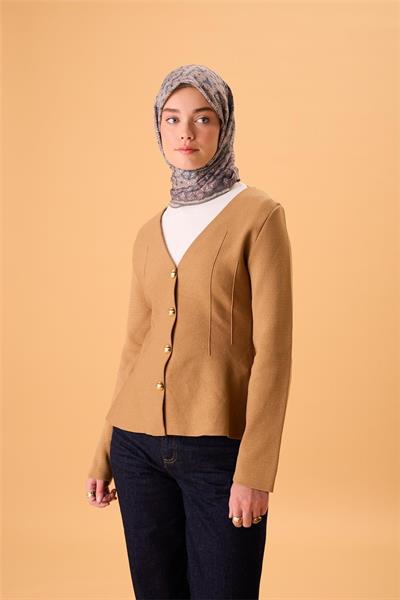 İnce Pamuk Soft Eşarp Vizon-Pembe Geometrik Desenli Tok Duruşlu 90x90