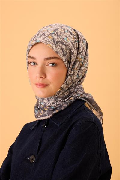 İnce Pamuk Soft Eşarp Antrasit Sarı Mavi Krem Vizon Desenli Kaymaz Dokulu Tok Duruşlu 90x90