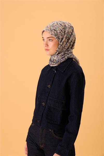 İnce Pamuk Soft Eşarp Antrasit Sarı Mavi Krem Vizon Desenli Kaymaz Dokulu Tok Duruşlu 90x90