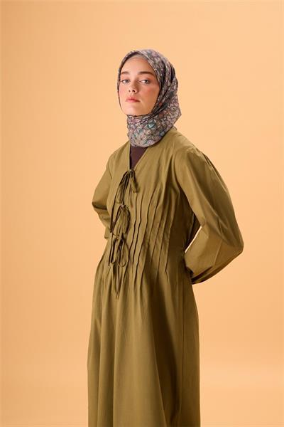 İnce Pamuk Soft Eşarp Çimen Yeşili Patina Turuncu Gri Desenli Kaymaz Dokulu Tok Duruşlu 90x90