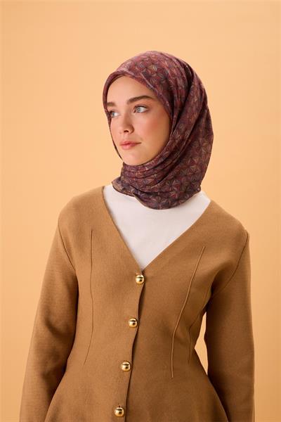 İnce Pamuk Soft Eşarp Koyu Vizon Bordo Yağ Yeşili Sütlü Kahve Desenli Kaymaz Dokulu Tok Duruşlu 90x90