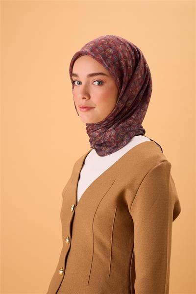 İnce Pamuk Soft Eşarp Koyu Vizon Bordo Yağ Yeşili Sütlü Kahve Desenli Kaymaz Dokulu Tok Duruşlu 90x90