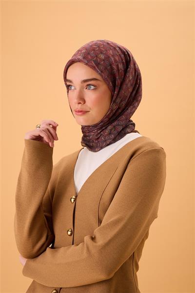 İnce Pamuk Soft Eşarp Koyu Vizon Bordo Yağ Yeşili Sütlü Kahve Desenli Kaymaz Dokulu Tok Duruşlu 90x90