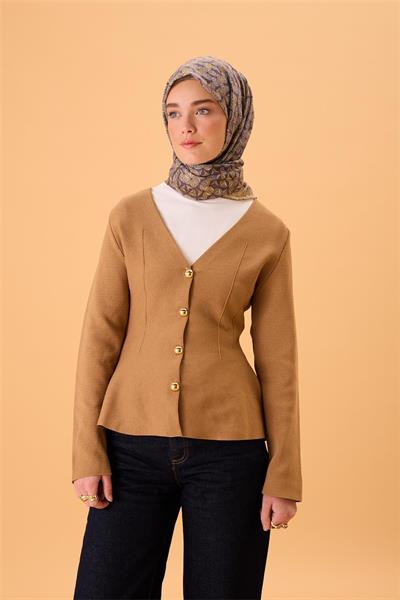 İnce Pamuk Soft Eşarp Hardal Koyu Vizon Gri Sarı Desenli Kaymaz Dokulu Tok Duruşlu 90x90