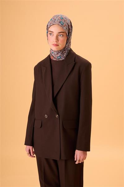 İnce Pamuk Soft Eşarp Turuncu Koyu Vizon Mavi Vizon Desenli Kaymaz Dokulu Tok Duruşlu 90x90