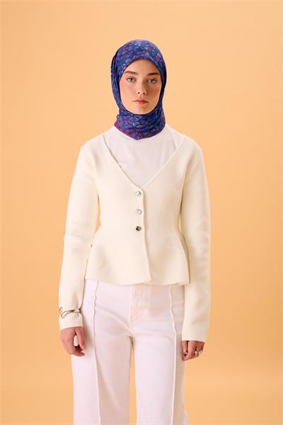 İnce Pamuk Soft Eşarp Violet Mavi Lila Gece Mavisi Saks Krem Desenli Kaymaz Dokulu Tok Duruşlu 90x90