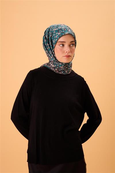 İnce Pamuk Soft Eşarp Antrasit Patina Yeşili Krem Sütlü Kahve Desenli Kaymaz Dokulu Tok Duruşlu 90x90