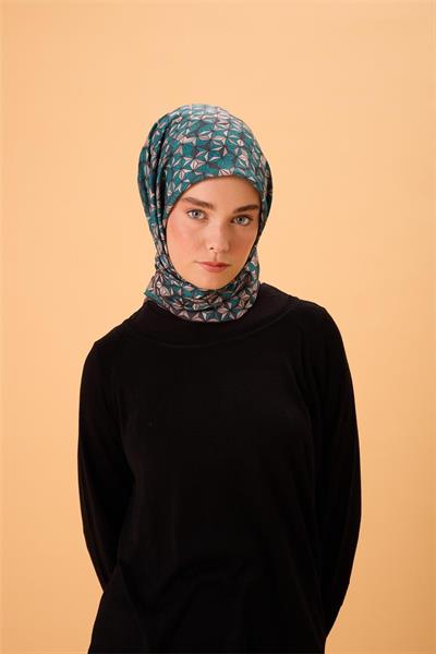 İnce Pamuk Soft Eşarp Antrasit Patina Yeşili Krem Sütlü Kahve Desenli Kaymaz Dokulu Tok Duruşlu 90x90
