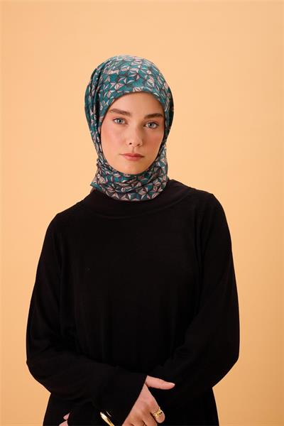 İnce Pamuk Soft Eşarp Antrasit Patina Yeşili Krem Sütlü Kahve Desenli Kaymaz Dokulu Tok Duruşlu 90x90