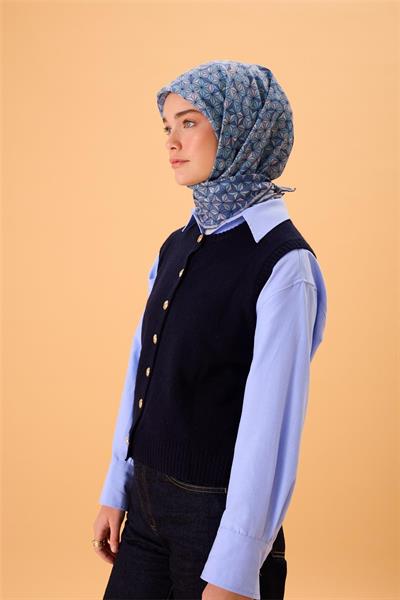 İnce Pamuk Soft Eşarp Pastel Mor Pudra Pembe Desenli Kaymaz Dokulu Tok Duruşlu 90x90