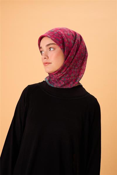 İnce Pamuk Soft Eşarp Fuşya-Koyu Vizon-Yeşil-Zümrüt-Gül Kurusu Desenli Nefes Alan Kaymaz Dokulu 90x90