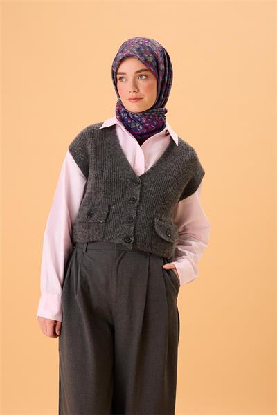 İnce Pamuk Soft Eşarp Mor-Fıstık Yeşili-Gri-Fuşya Desenli Nefes Alan Kaymaz Dokulu 90x90