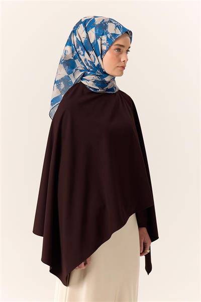 İnce Pamuklu Soft Eşarp Saks-Bej Desenli Nefes Alan Tok Duruşlu 90x90