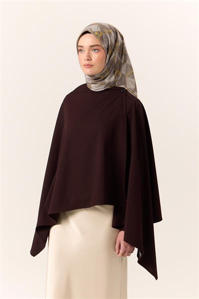 İnce Pamuk Soft Eşarp Vizon-Sarı Yaprak Desenli Nefes Alan Tok Duruşlu 90x90