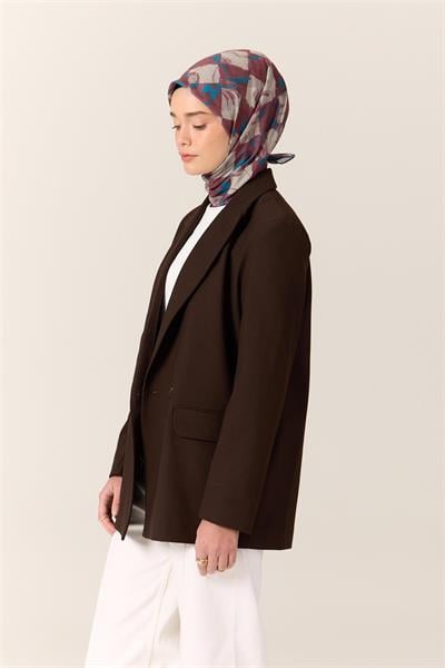 İnce Pamuk Soft Eşarp Turkuaz-Gül Kurusu Desenli Kaymaz Dokulu Tok Duruşlu 90x90