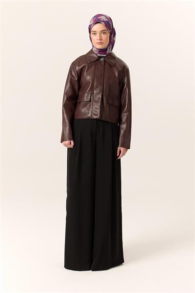 İnce Pamuk Soft Eşarp Mor-Saks Desenli Kaymaz Dokulu Tok Duruşlu 90x90