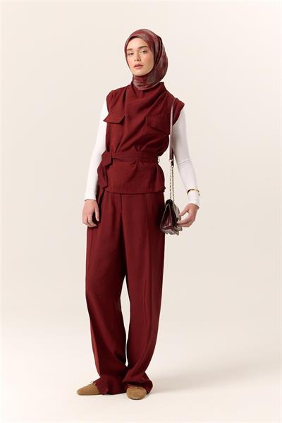 İnce Pamuk Soft Eşarp Taba-Bordo Desenli Kaymaz Dokulu Tok Duruşlu 90x90