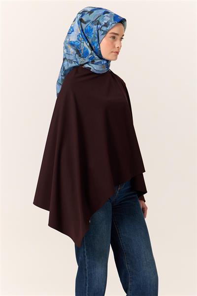 İnce Pamuk Soft Eşarp Saks-Bebe Mavi Desenli Kaymaz Dokulu Tok Duruşlu 90x90