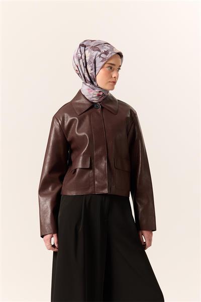 İnce Pamuk Soft Eşarp Pastel Mor-Fuşya Desenli Nefes Alan 90x90