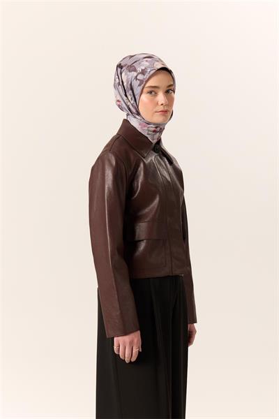 İnce Pamuk Soft Eşarp Pastel Mor-Fuşya Desenli Nefes Alan 90x90