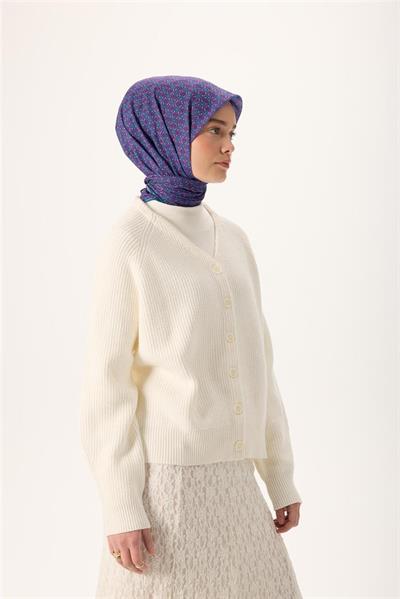 İnce Pamuk Soft Eşarp Mor-Gri-Mavi Düz Desenli Kaymaz Dokulu 90x90