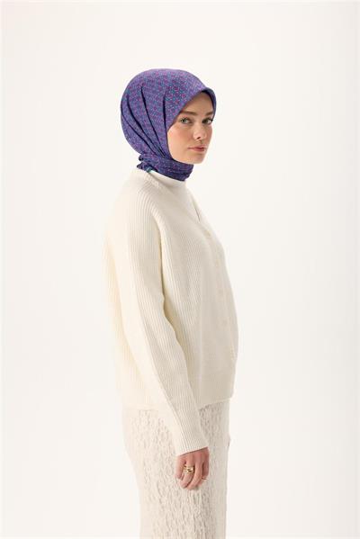 İnce Pamuk Soft Eşarp Mor-Gri-Mavi Düz Desenli Kaymaz Dokulu 90x90