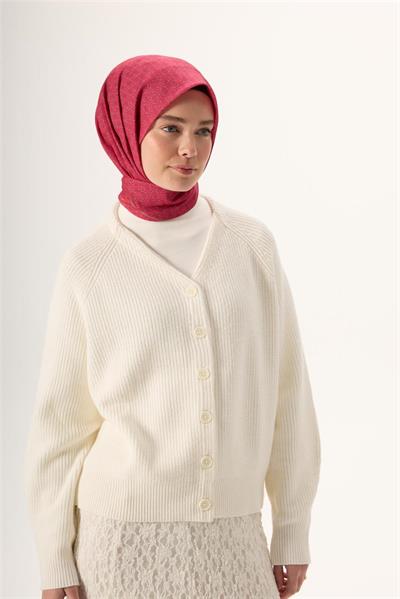 İnce Pamuk Soft Eşarp Fuşya-Gül Kurusu Düz Desenli Kaymaz Dokulu 90x90