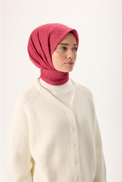 İnce Pamuk Soft Eşarp Fuşya-Gül Kurusu Düz Desenli Kaymaz Dokulu 90x90