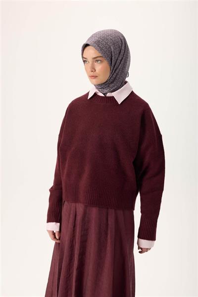 İnce Pamuk Soft Eşarp Pastel Mor-Antrasit Lila Desenli Kaymaz Dokulu Nefes Alan 90x90