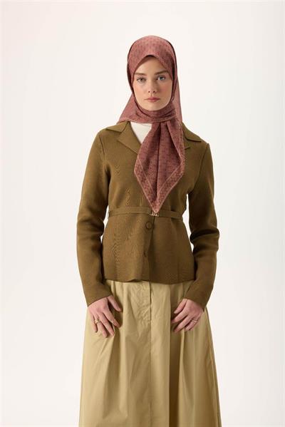 İnce Pamuk Soft Eşarp Soğan Kabuğu-Kiremit Bordo Desenli Kaymaz Dokulu Nefes Alan 90x90